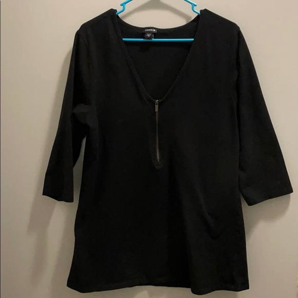 Torrid 3/4sleeve zipper v neck shirt